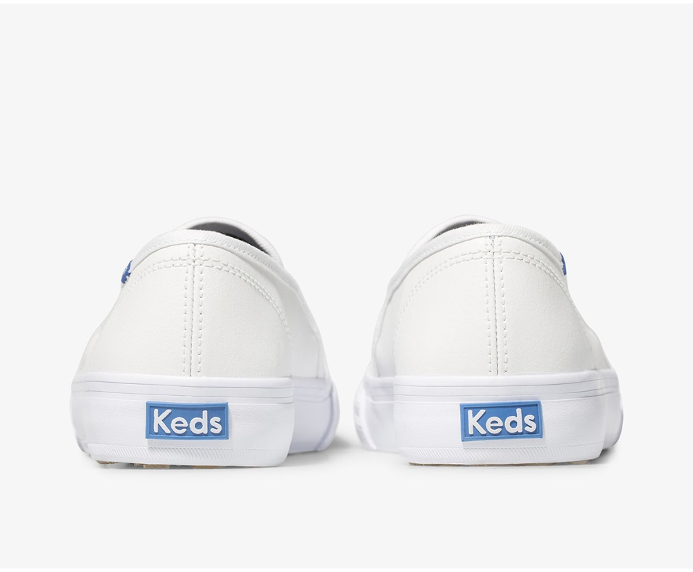 Keds Slip Ons Damen Weiß - Double Decker Perf Leder - ITQ-205419